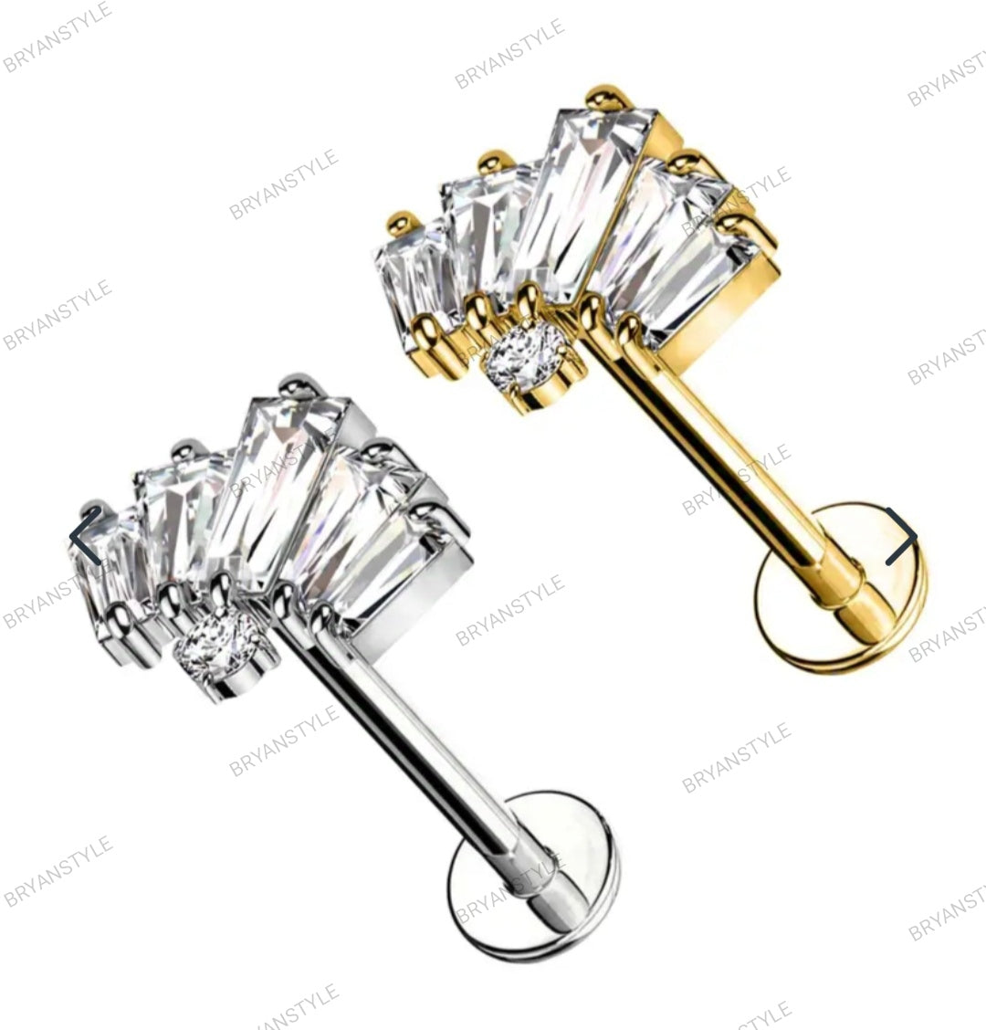 piercing labret in titanio con cristalli