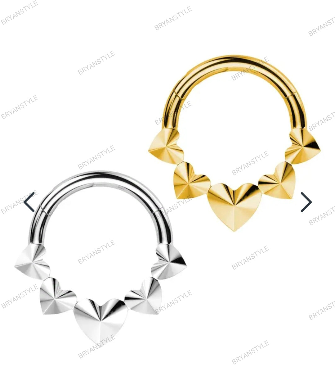 cerchio clicker in titanio con 5 cuori