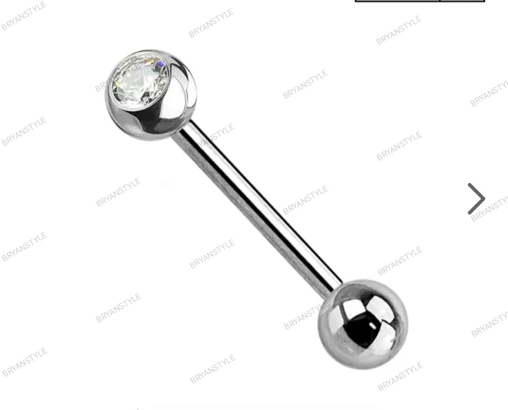 piercing lingua con cristallo