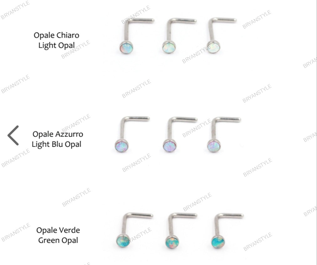piercing per nostril (naso) a forma di L con opale