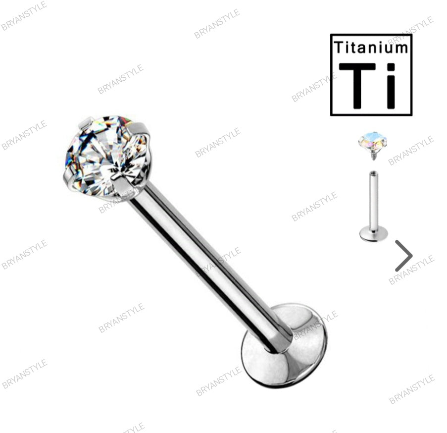 labret in titanio con cristallo