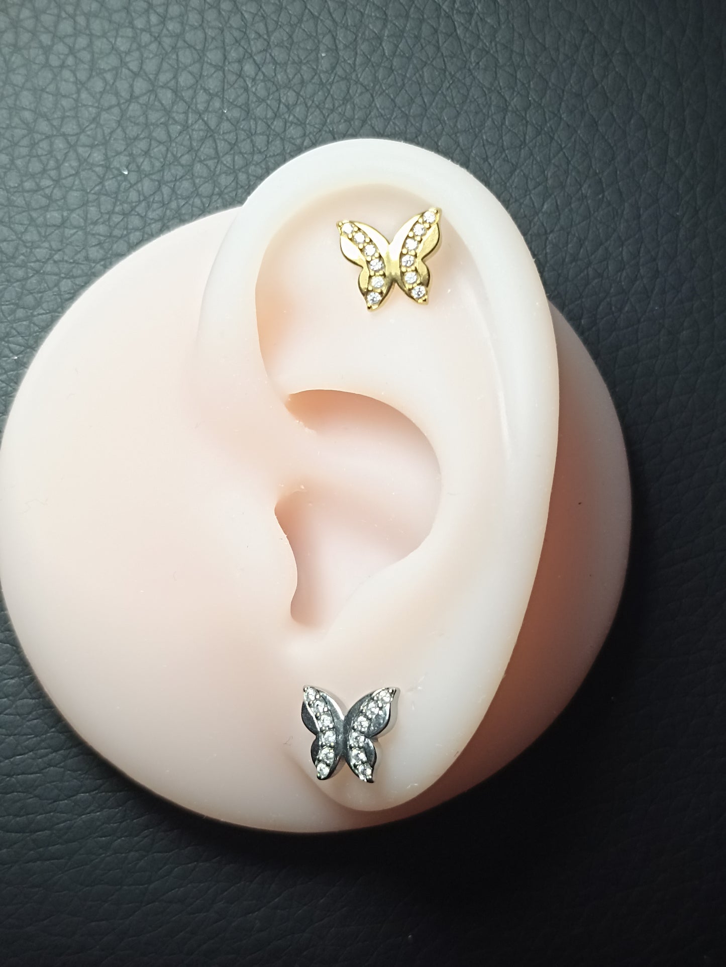 labret in acciaio 316l farfalla con cristalli