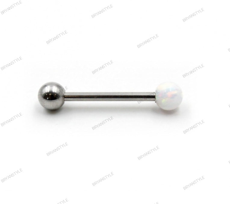 piercing in acciaio con opale barbel per lingua o capezzoli