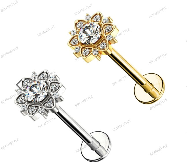 Piercing Labret con Cristalli Fiore del sole