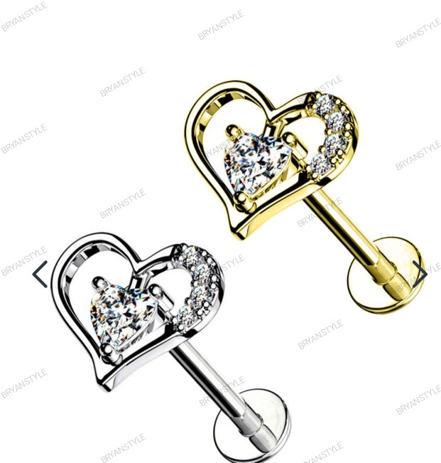 Piercing Labret con Cuore Cristallo