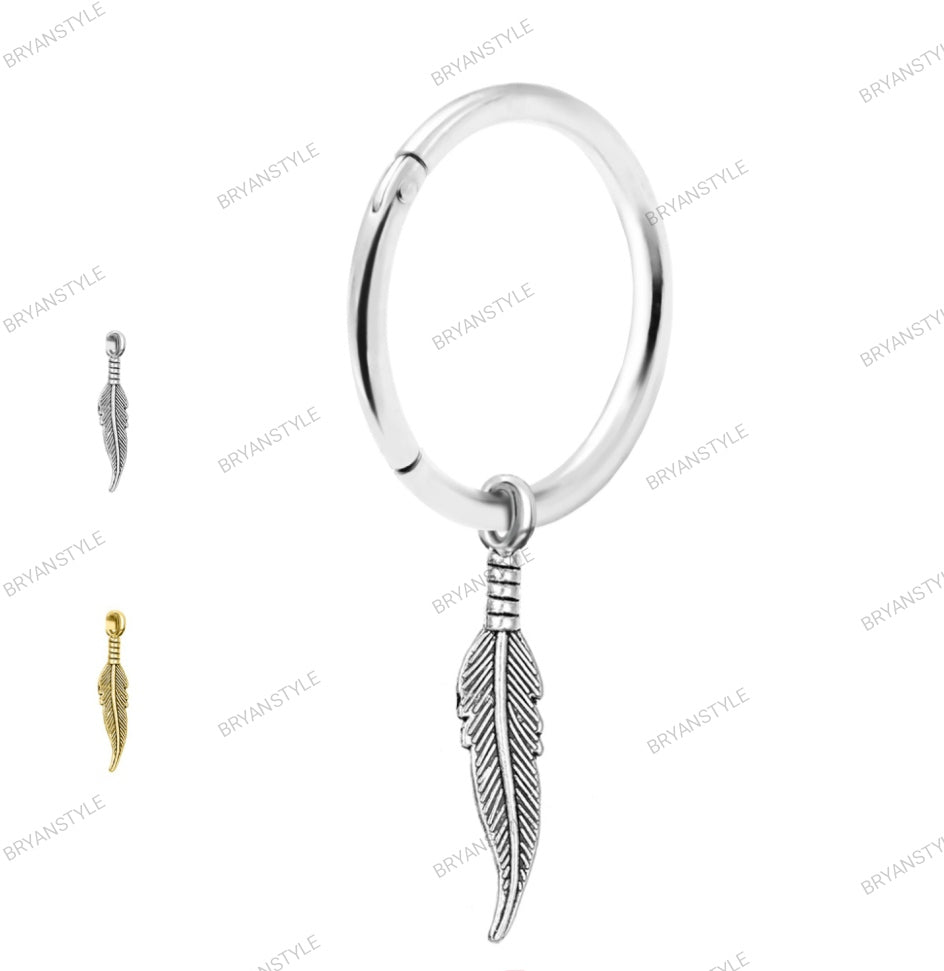 cerchio clicker in acciaio chirurgico con piuma