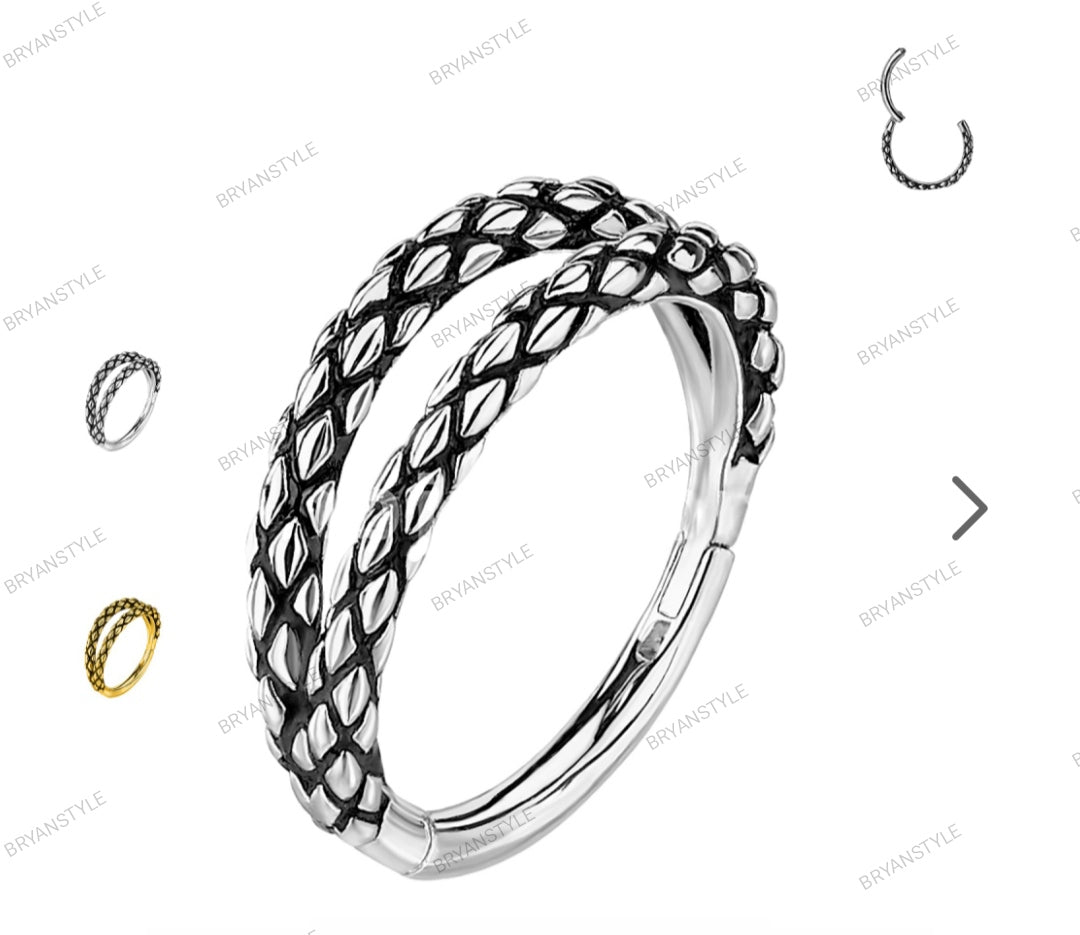 cerchio clicker acciaio pelle serpente 2 file