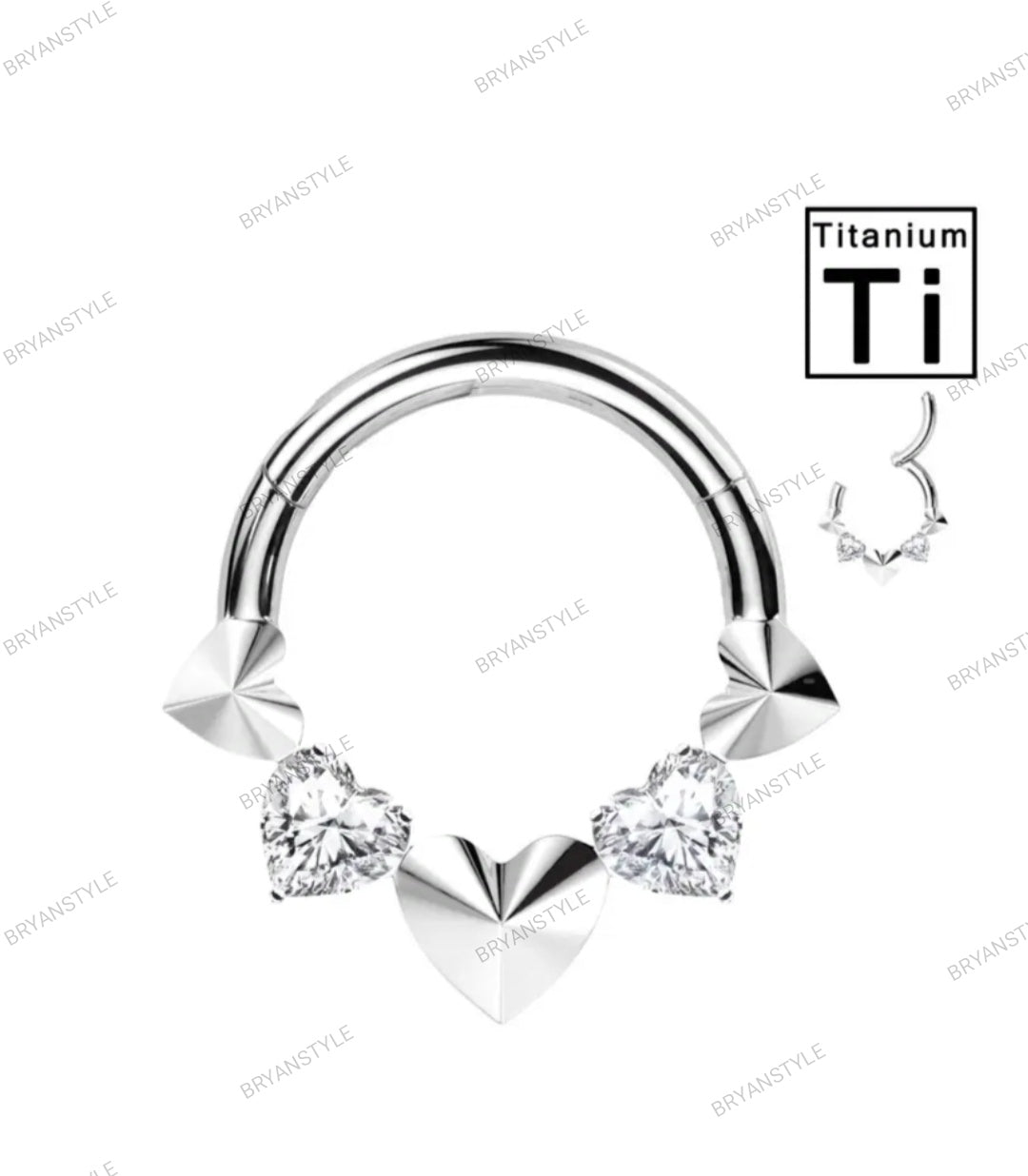 Cerchio Clicker in Titanio con Cuore e Cristalli
