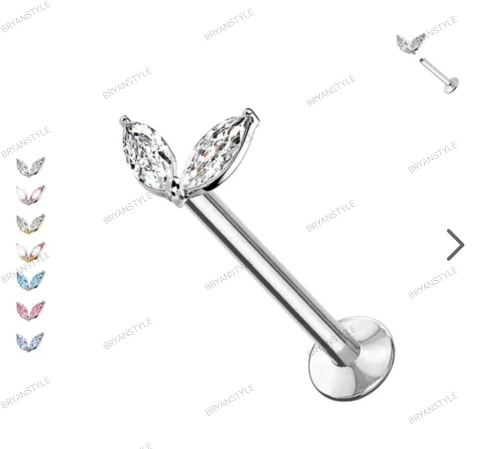 Piercing labret con 2 cristalli
