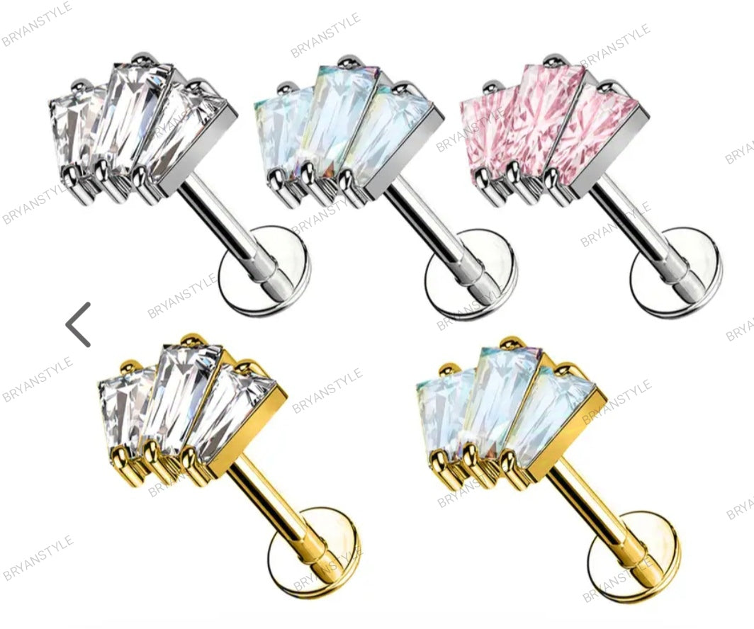 Labret con 3 cristalli paralleli