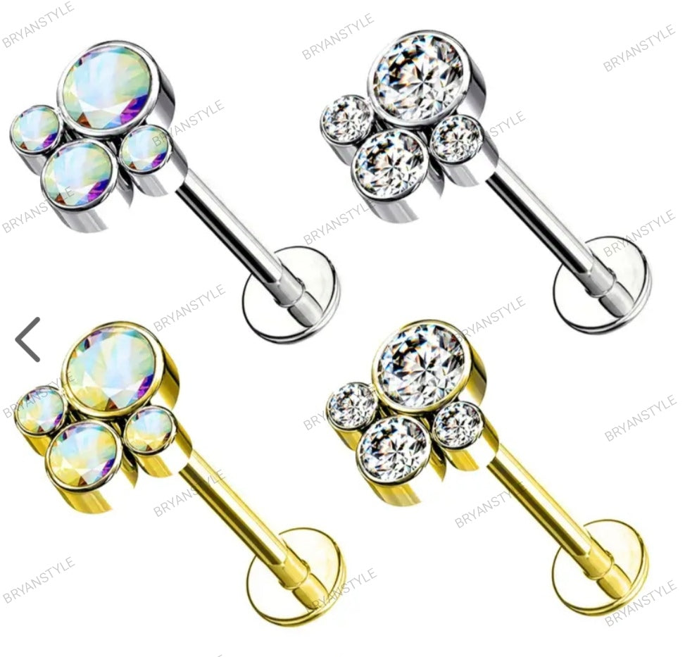 Labret con 4 cristalli