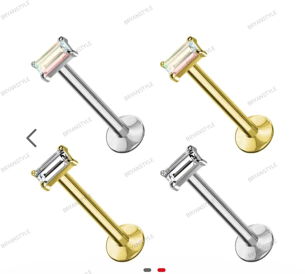 Labret push-in con cristallo rettangolare