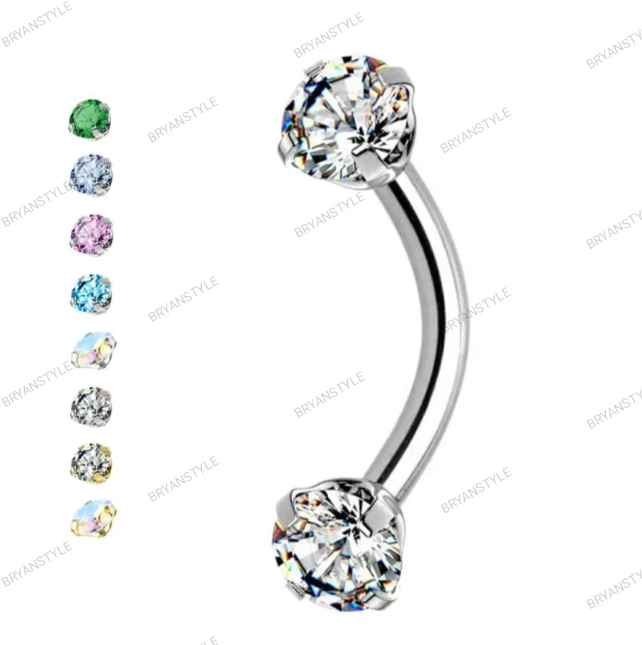 Piercing in acciaio per ombelico con Due cristalli