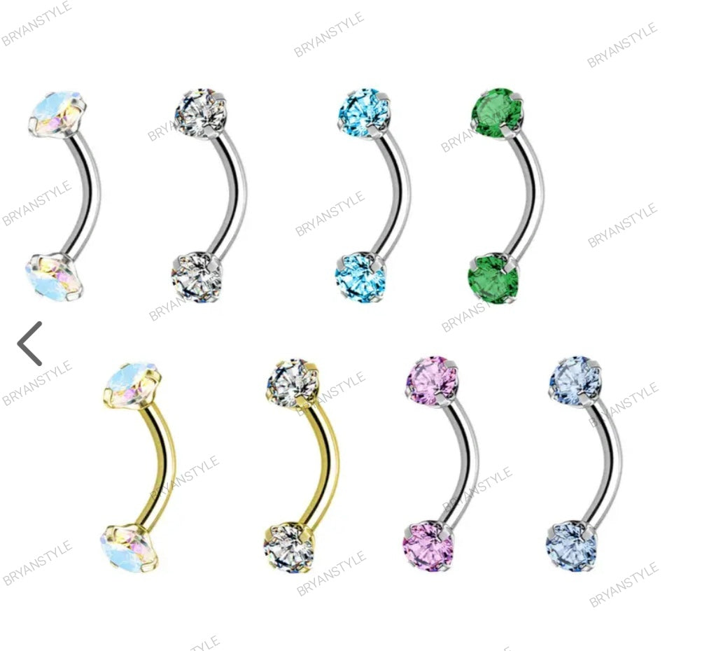 Piercing in acciaio per ombelico con Due cristalli