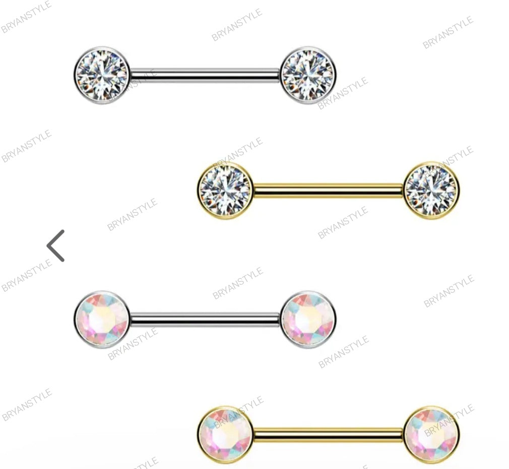 Piercing per capezzolo con cristalli push-in