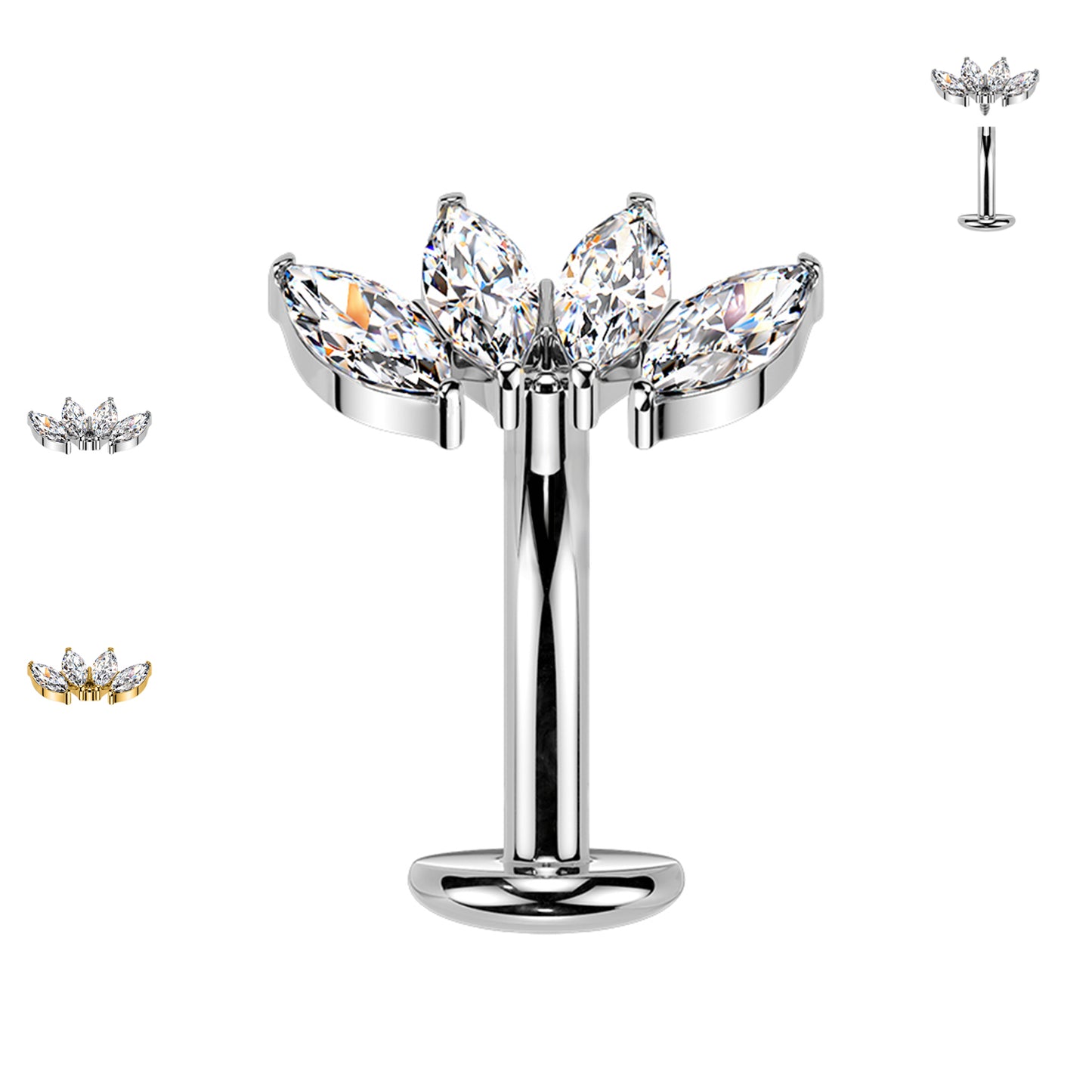 Piercing Ombelico Banana Floating Cristalli – Filettatura Interna