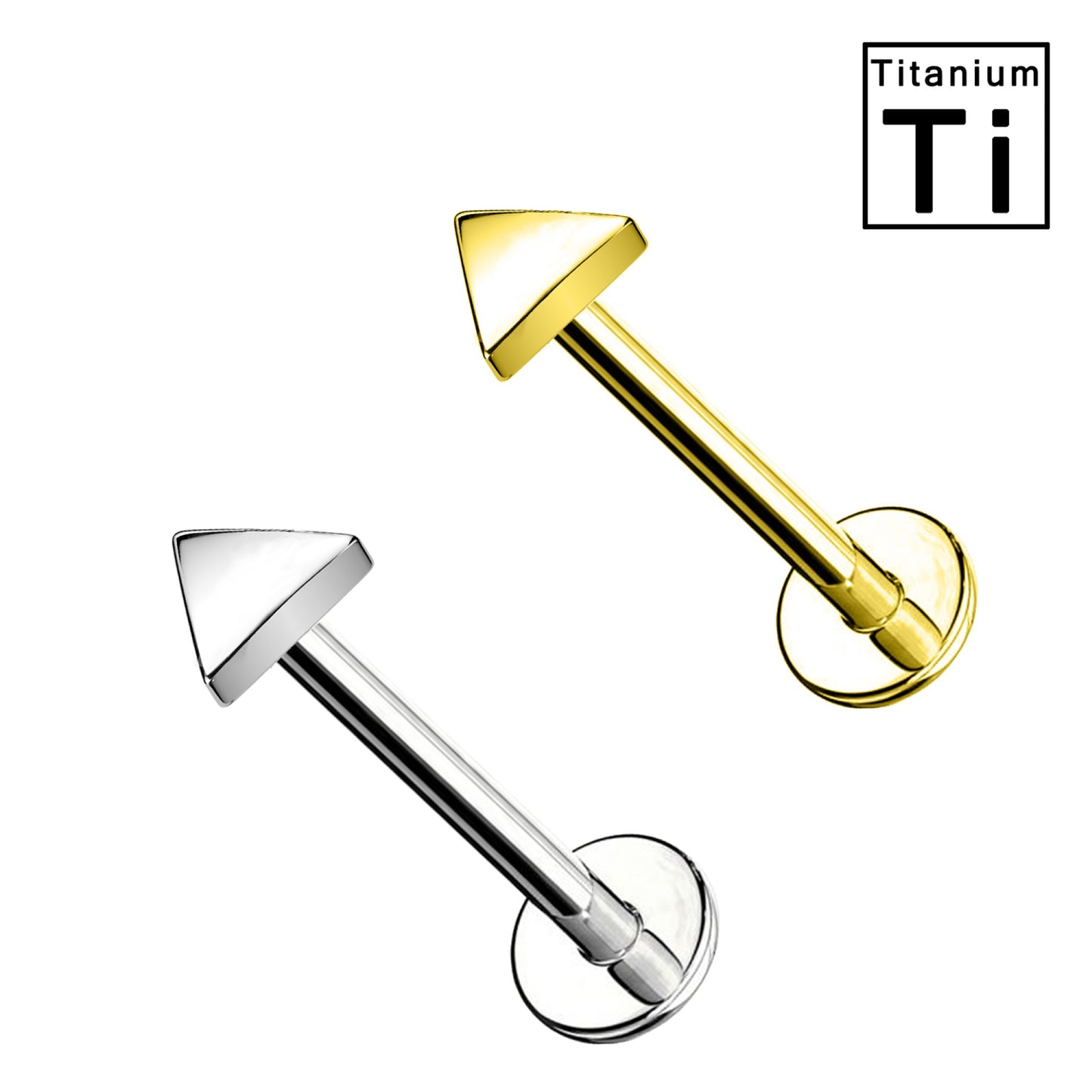 Piercing Labret in Titanio a Forma di Triangolo e con Filettatura Interna