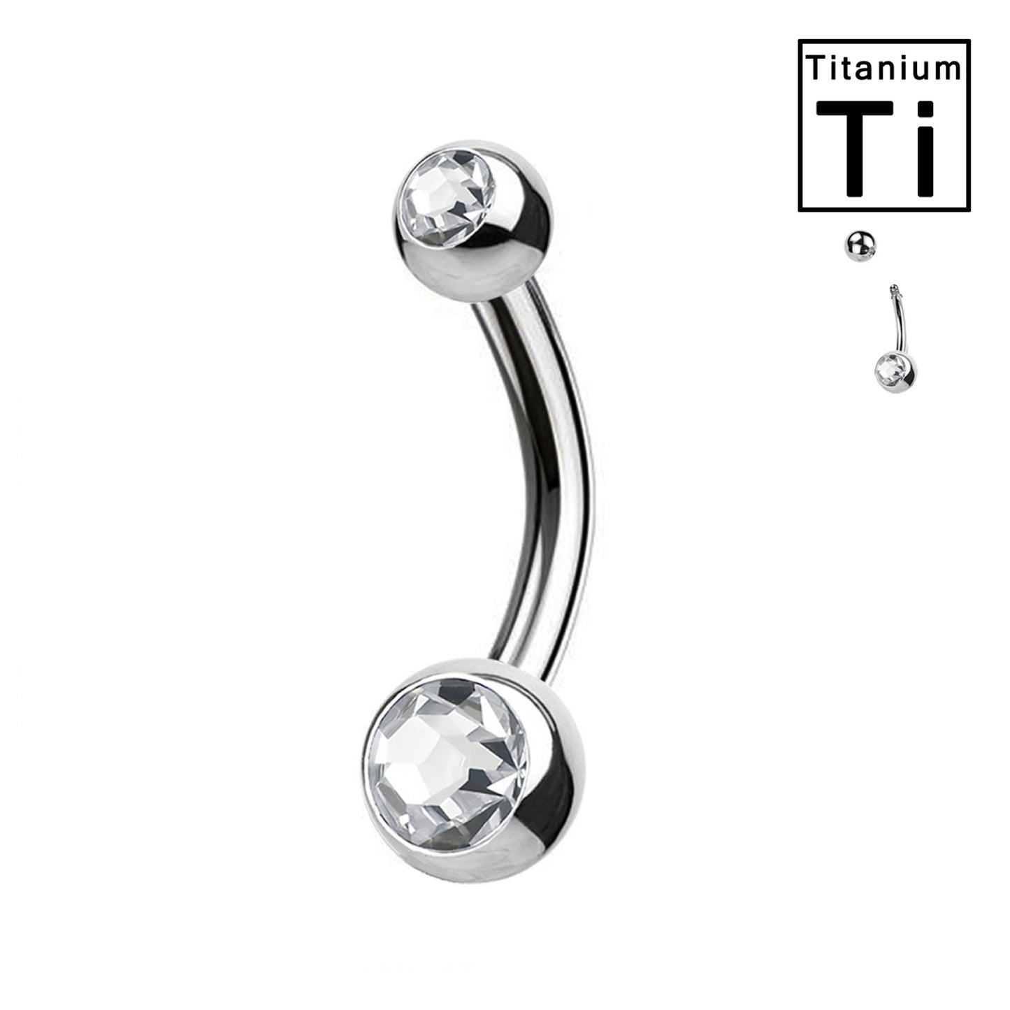 Piercing Ombelico con doppi Cristalli in Titanio