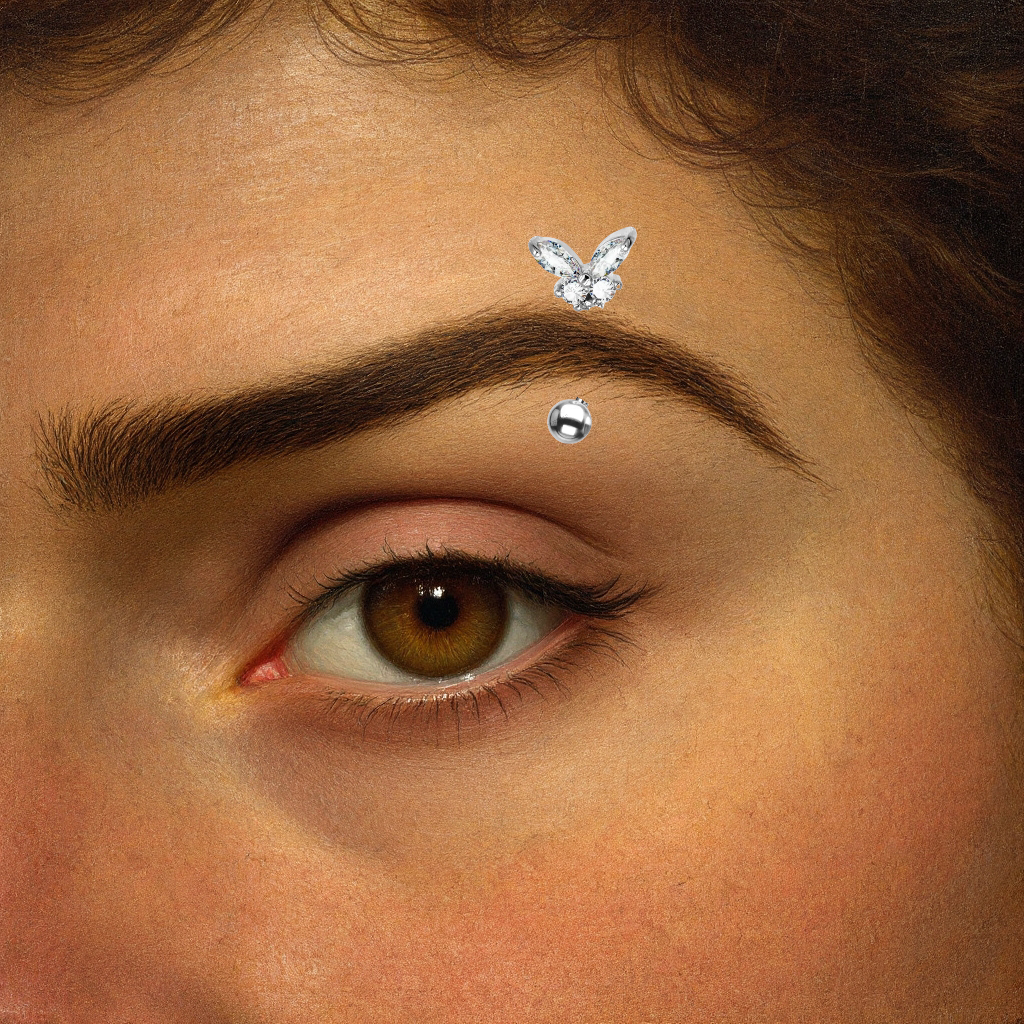Piercing per sopracciglio a forma di farfalla con cristalli