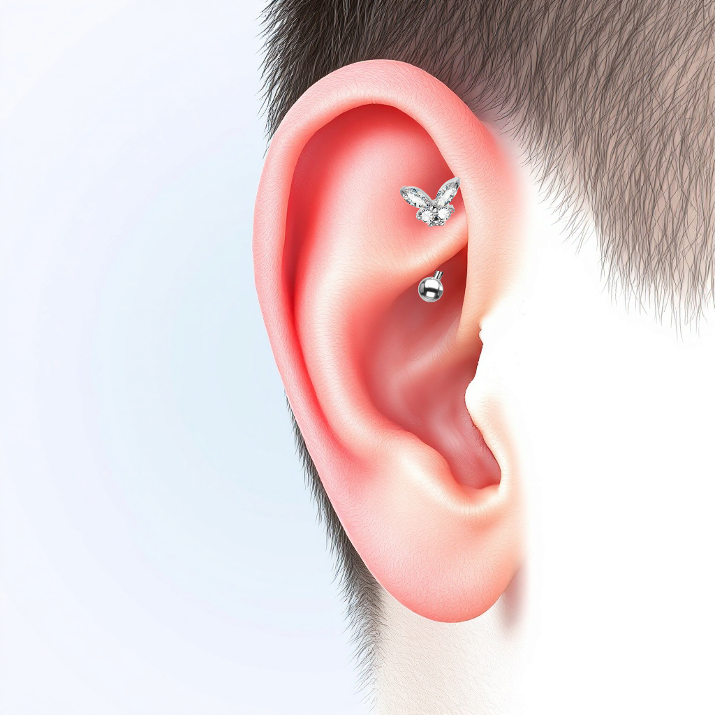 Piercing per sopracciglio a forma di farfalla con cristalli