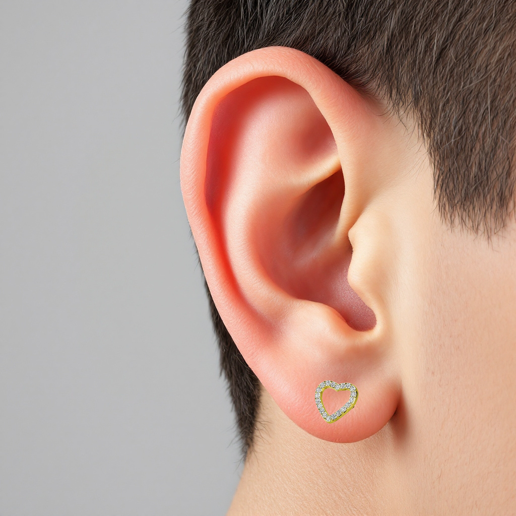 piercing labret in titanio a forma di cuore con cristalli