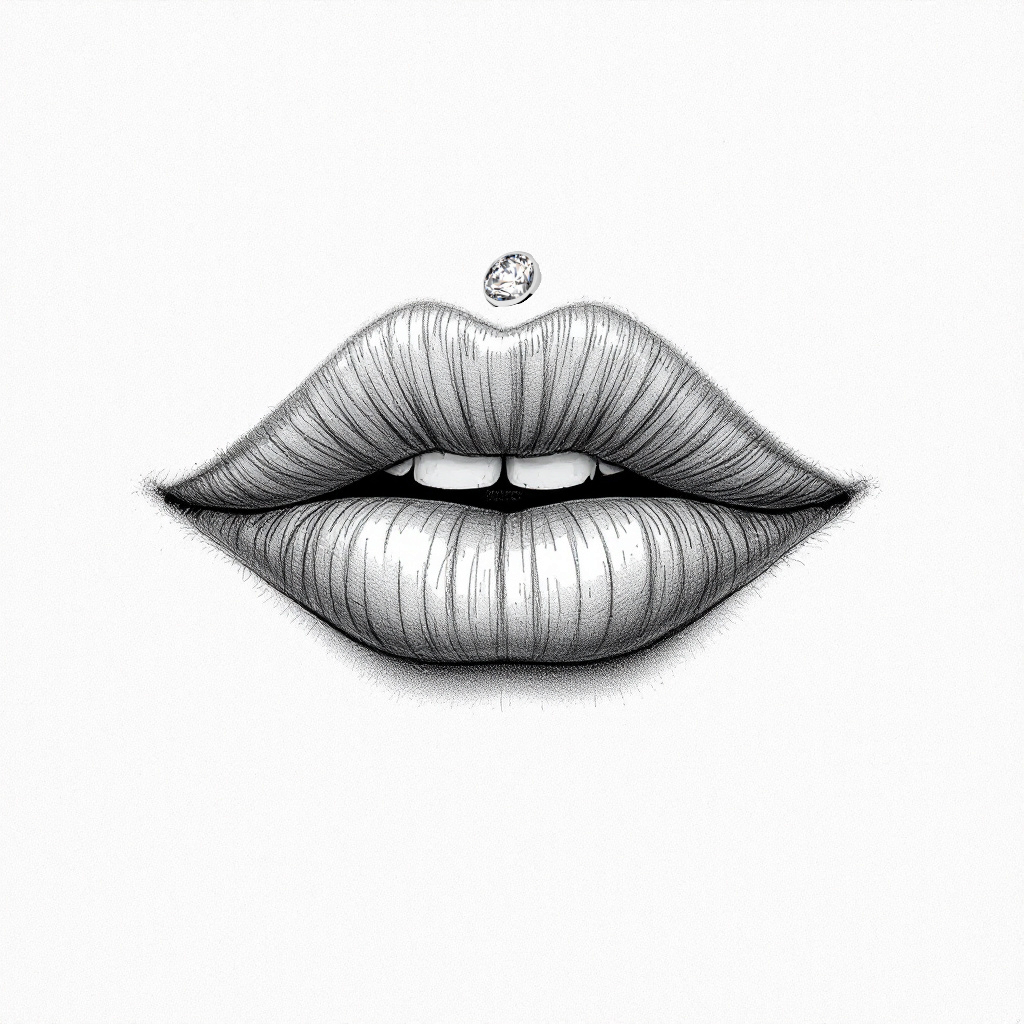 piercing labret in titanio punto luce