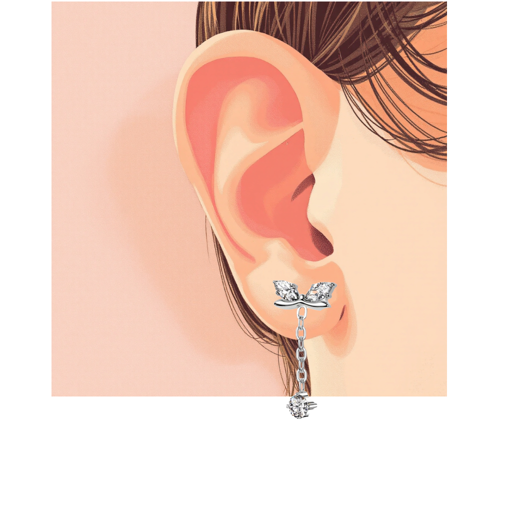 Piercing Labret con Cristalli e Pendente con Filettatura Interna