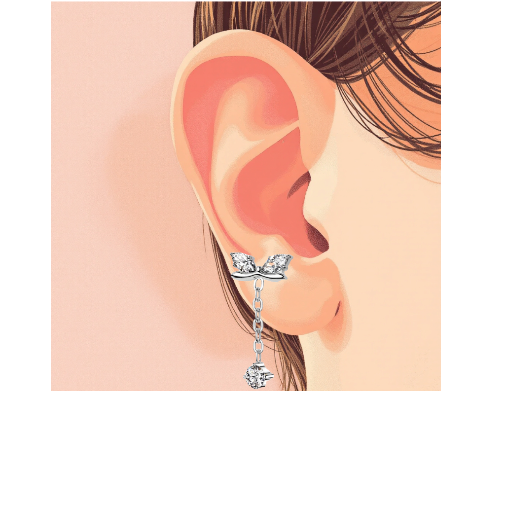 Piercing Labret con Cristalli e Pendente con Filettatura Interna