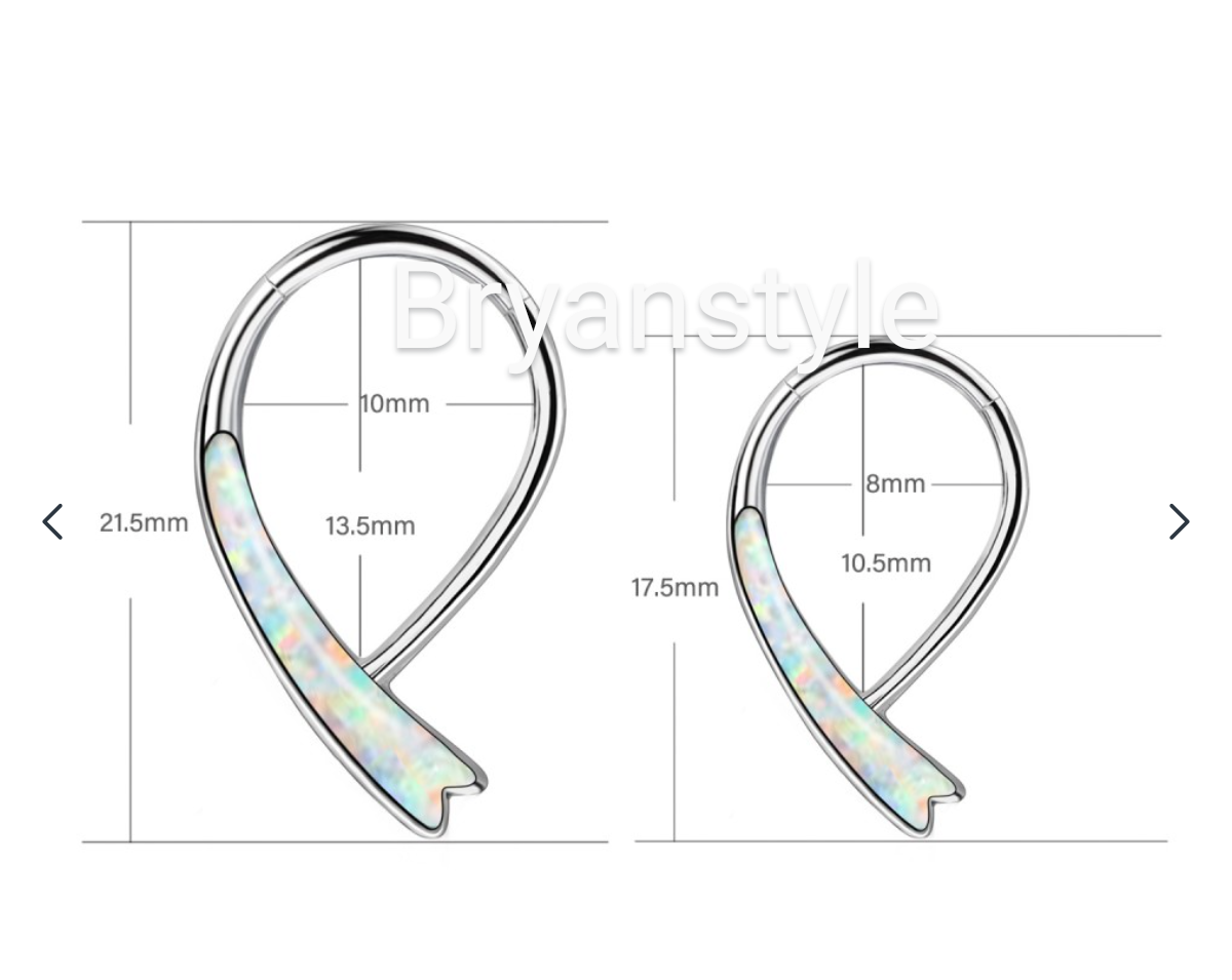 piercing cerchio clicker in titanio a forma di v con pietra opale