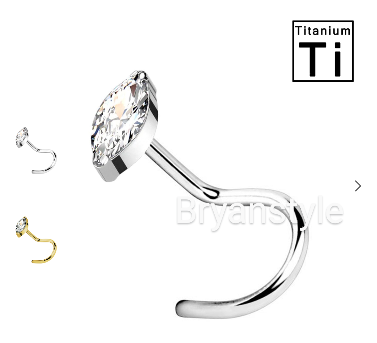 piercing naso in titanio con cristallo a ciottolo