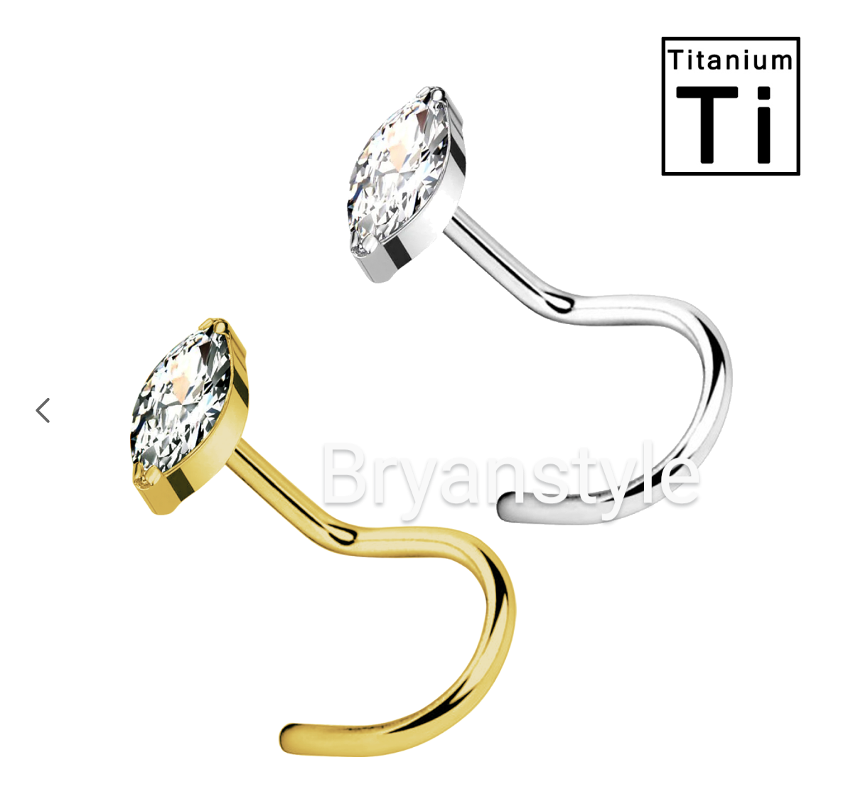 piercing naso in titanio con cristallo a ciottolo