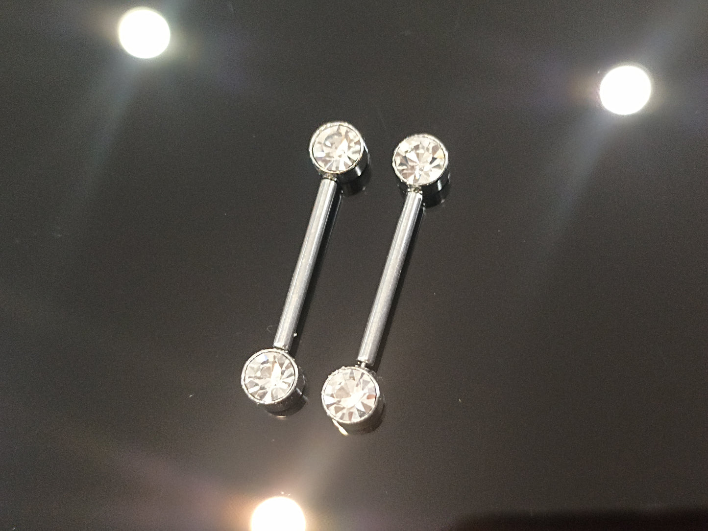 Piercing per capezzolo con cristalli push-in