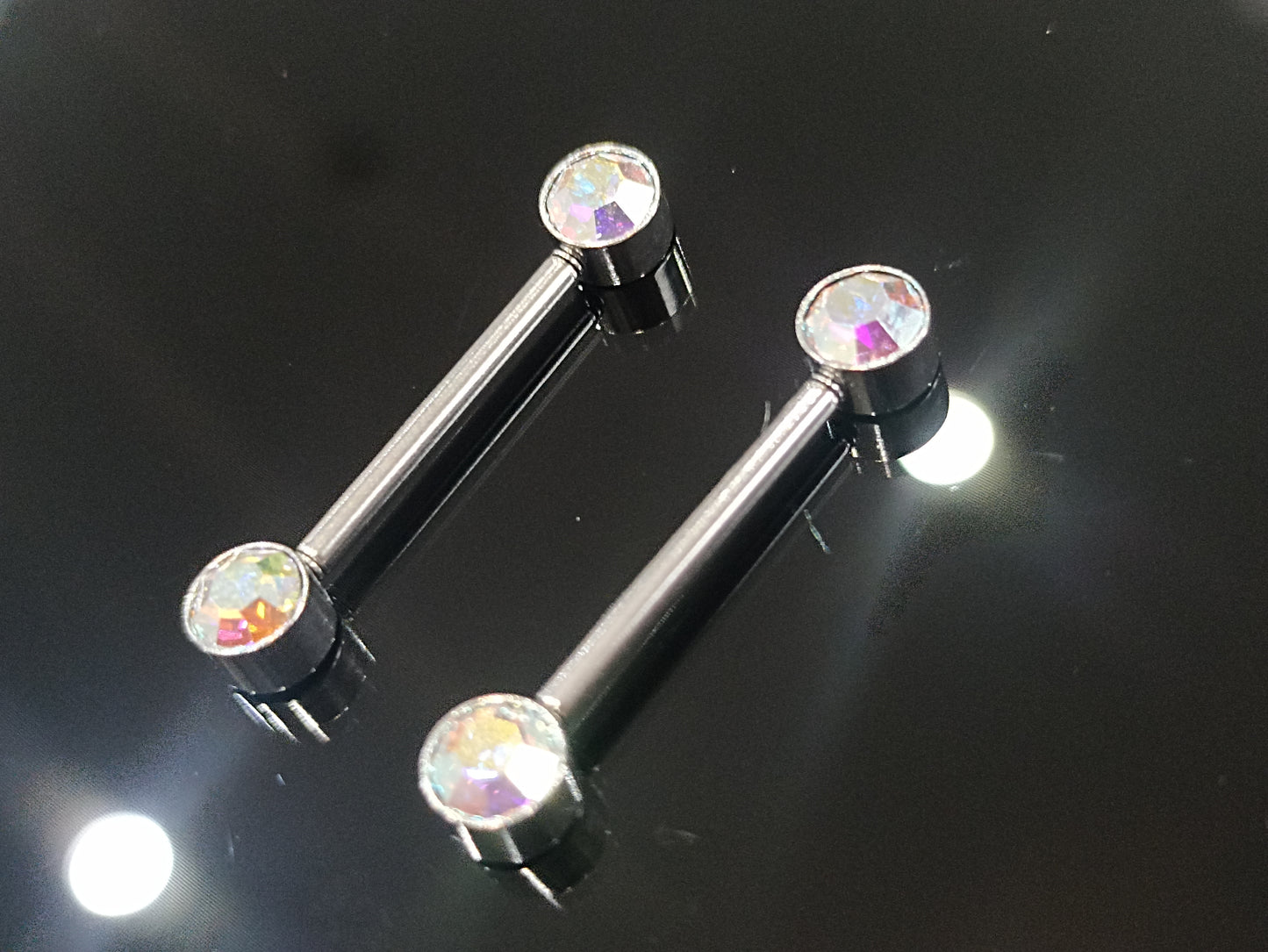 Piercing per capezzolo con cristalli push-in