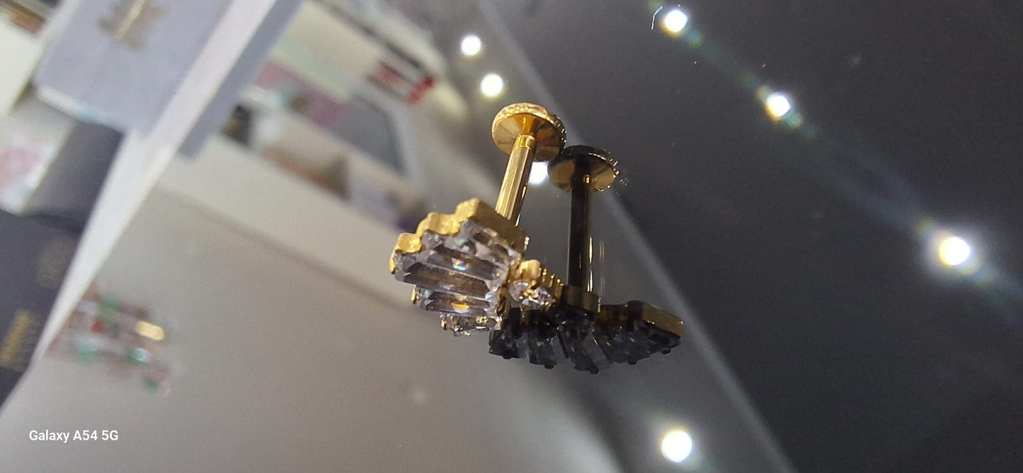 piercing labret in titanio con cristalli