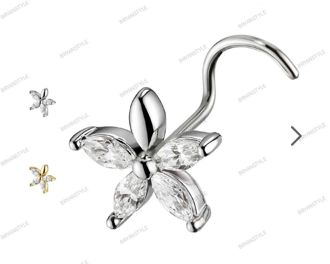 Stud Naso con Cristalli a Forma di Fiore