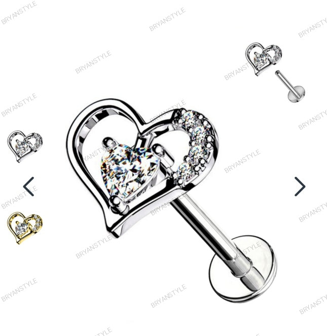 Piercing Labret con Cuore Cristallo