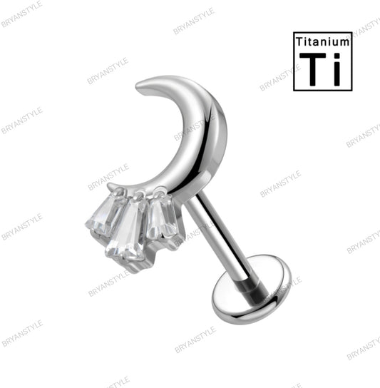 piercing labret cristallo di luna in titanio