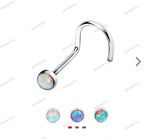 piercing naso curvo con opale