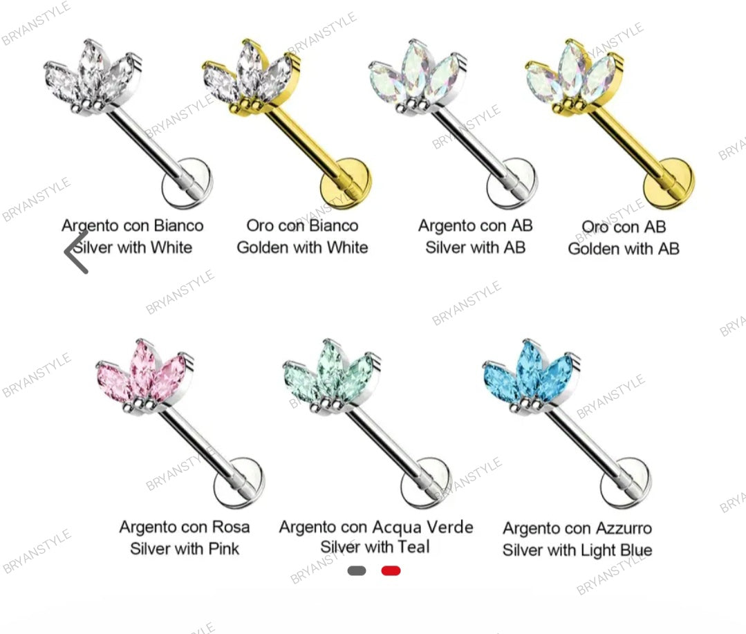 Labret con 3 cristalli