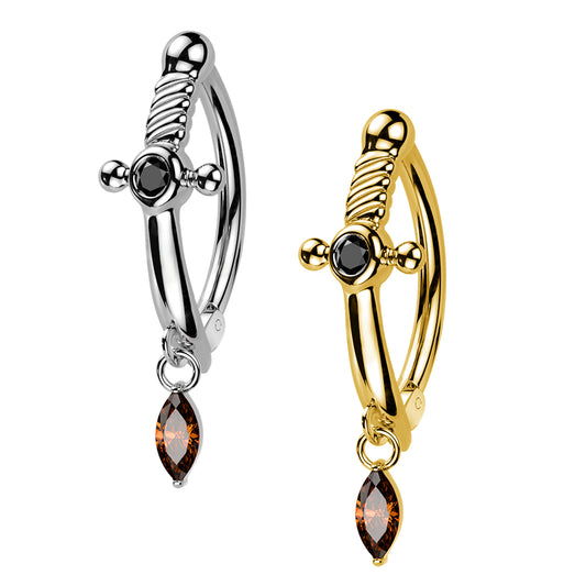 Piercing ombelico con Spada e Cristallo Pendente