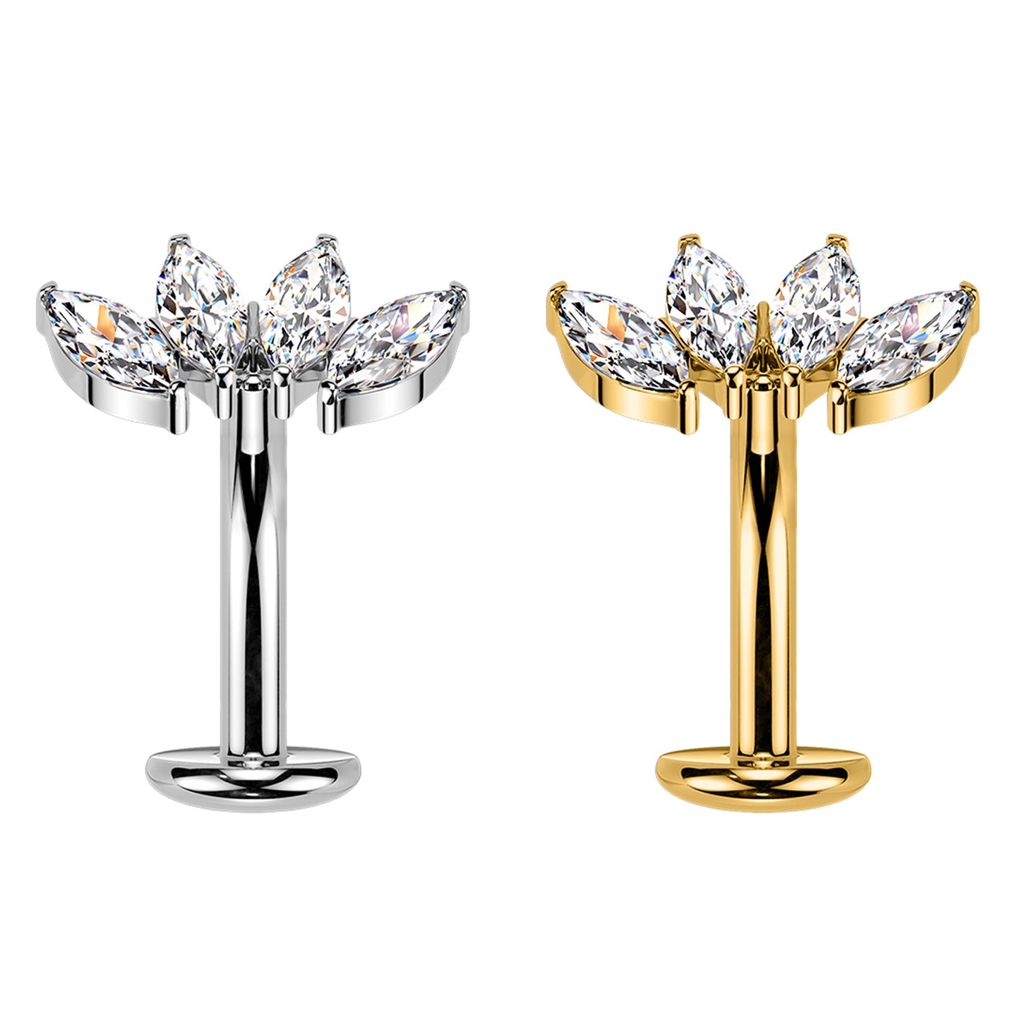 Piercing Ombelico Banana Floating Cristalli – Filettatura Interna