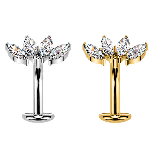 Piercing Ombelico Banana Floating Cristalli – Filettatura Interna