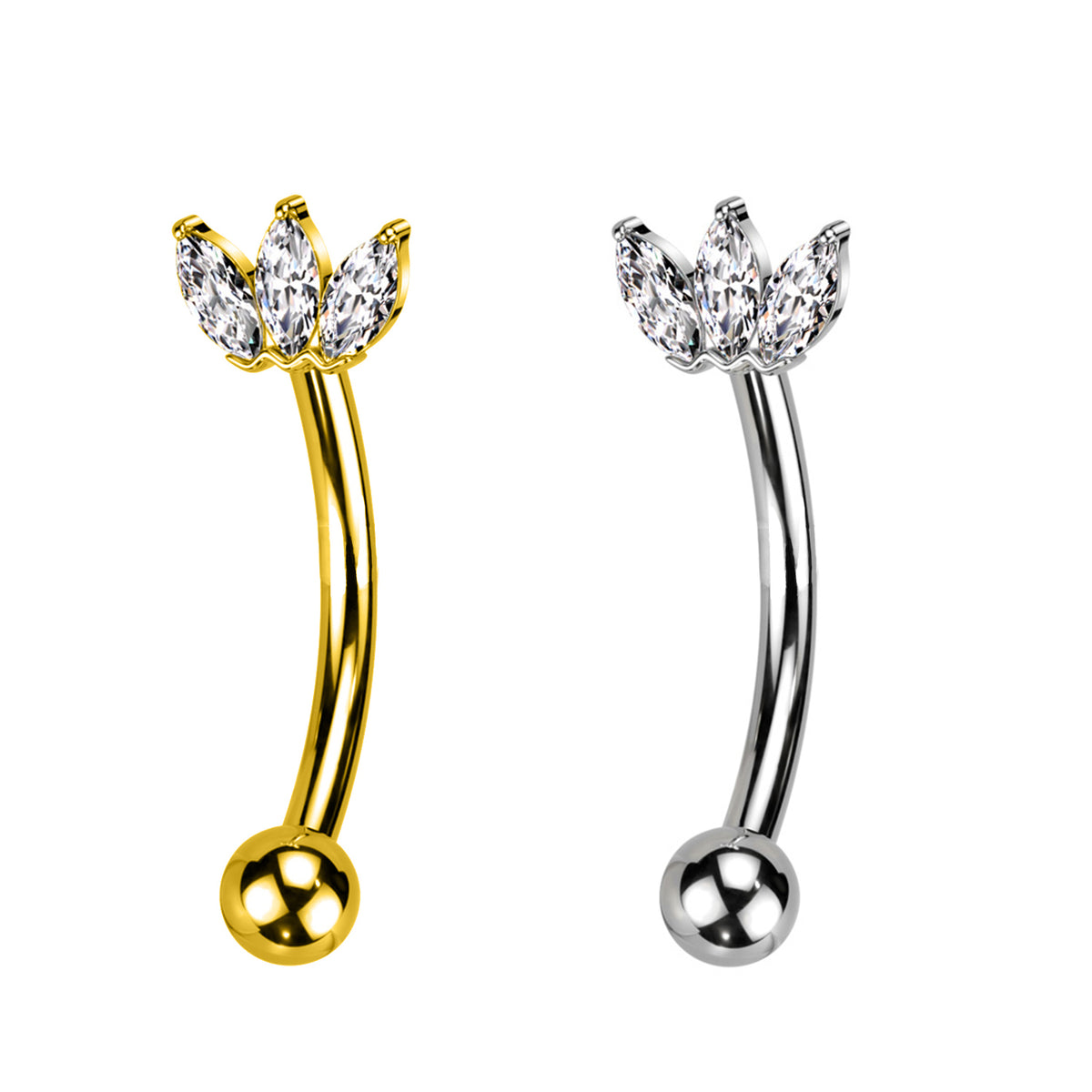 Piercing Sopracciglio Banana con Cristallo