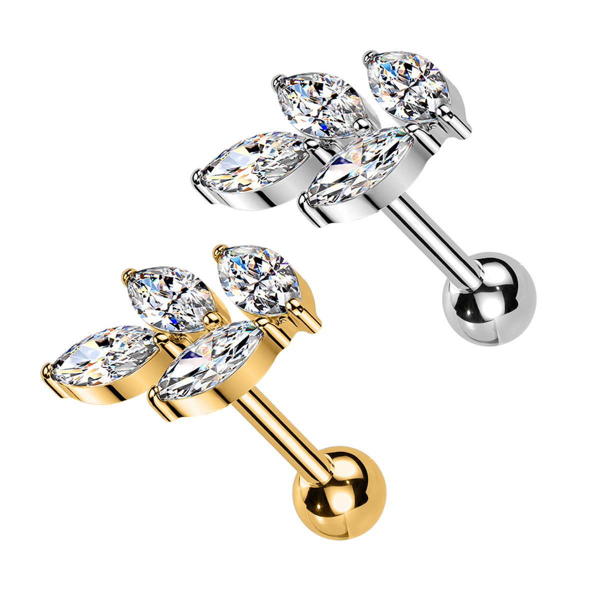 Piercing barbel 0.8 mm con Cristallo Marquise e Filettatura Esterna