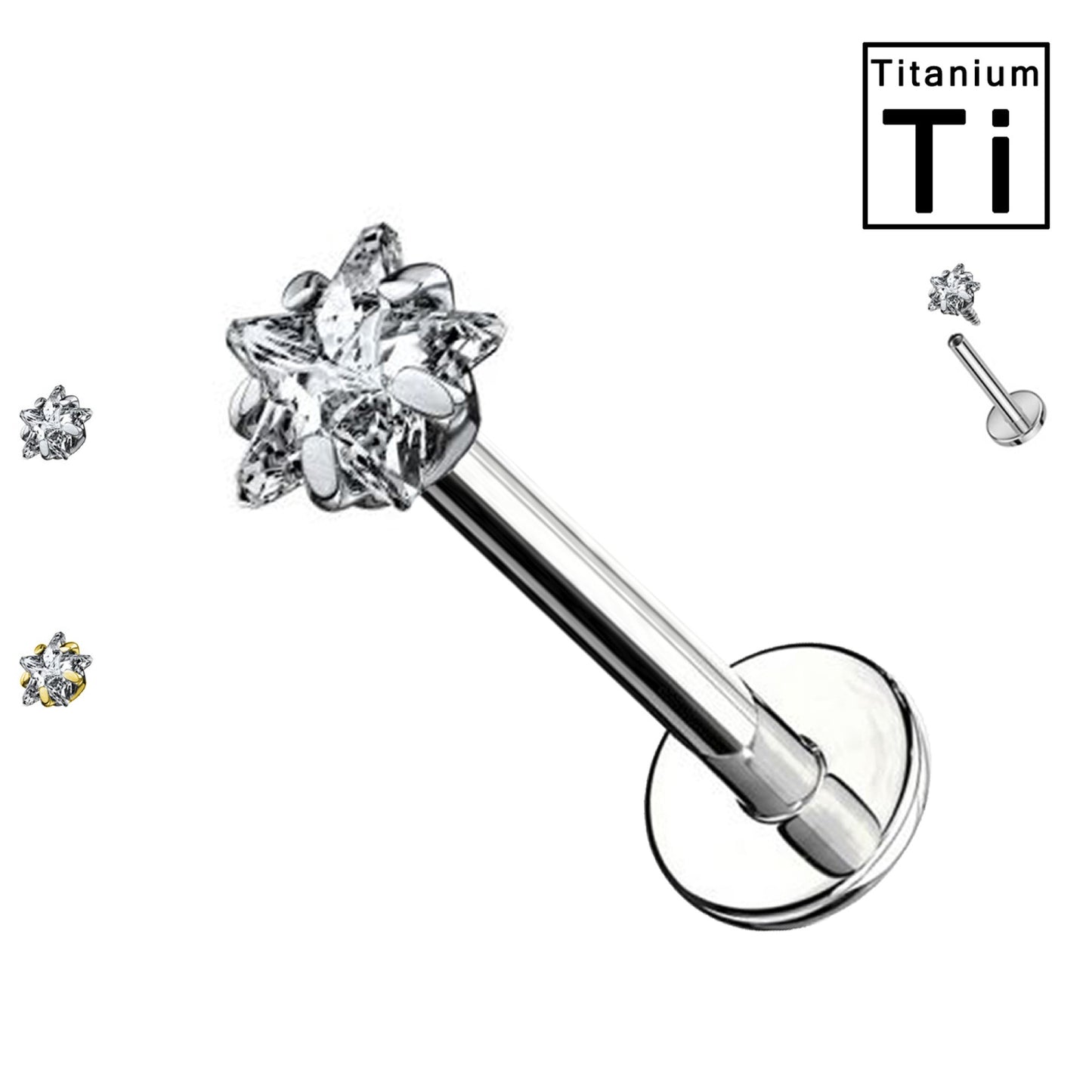 Piercing Labret in titanio con Cristallo Forma Stella