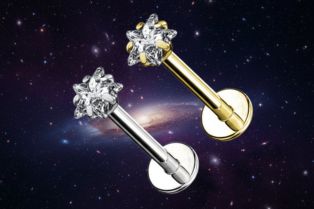 Piercing Labret in titanio con Cristallo Forma Stella