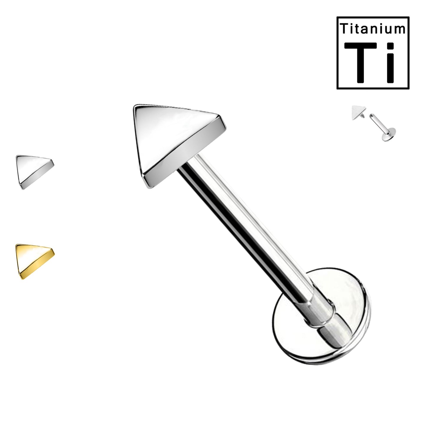 Piercing Labret in Titanio a Forma di Triangolo e con Filettatura Interna