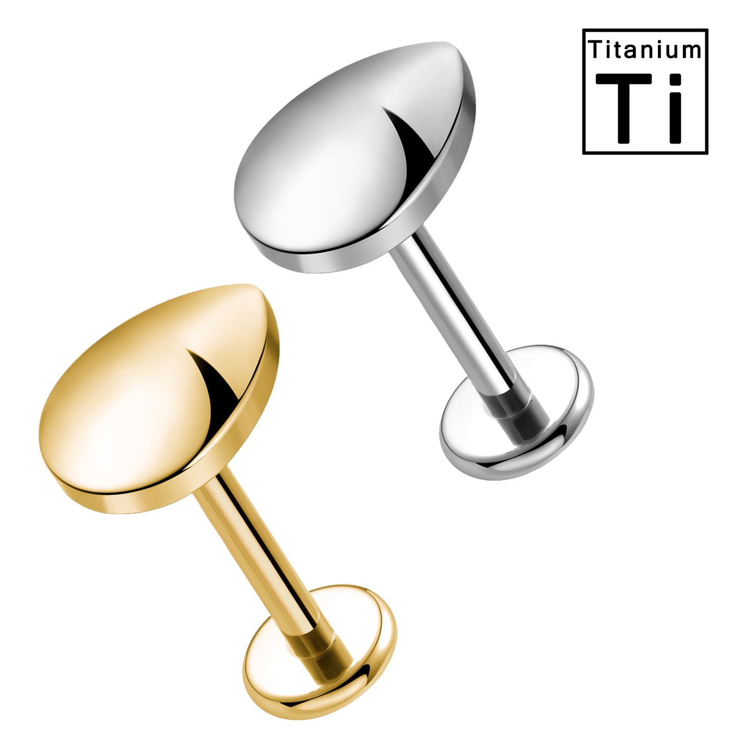 Piercing Labret in Titanio a Forma di Goccia 3D con Filettatura Interna