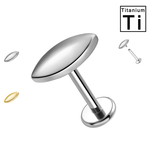 Piercing Labret in Titanio a Forma di Marquise 3D con Filettatura Interna