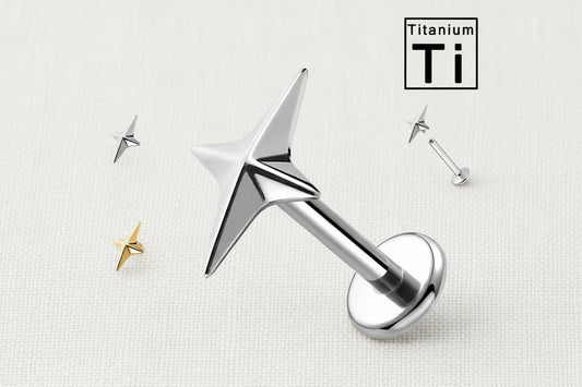 Piercing Labret in Titanio con Stella Filettatura Interna